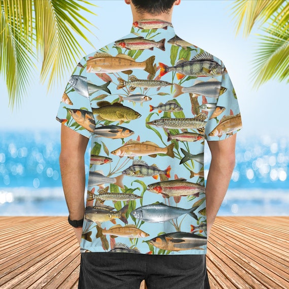 Fish Hawaiian Shirt, Pattern Fishing Hawaiian Shirt, Fishing Lover