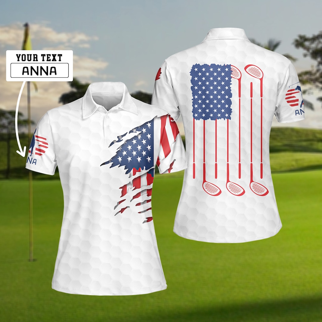 American Woman Golf Polo Shirt, Golfer Shirt, Golf Shirt Short Sleeve ...