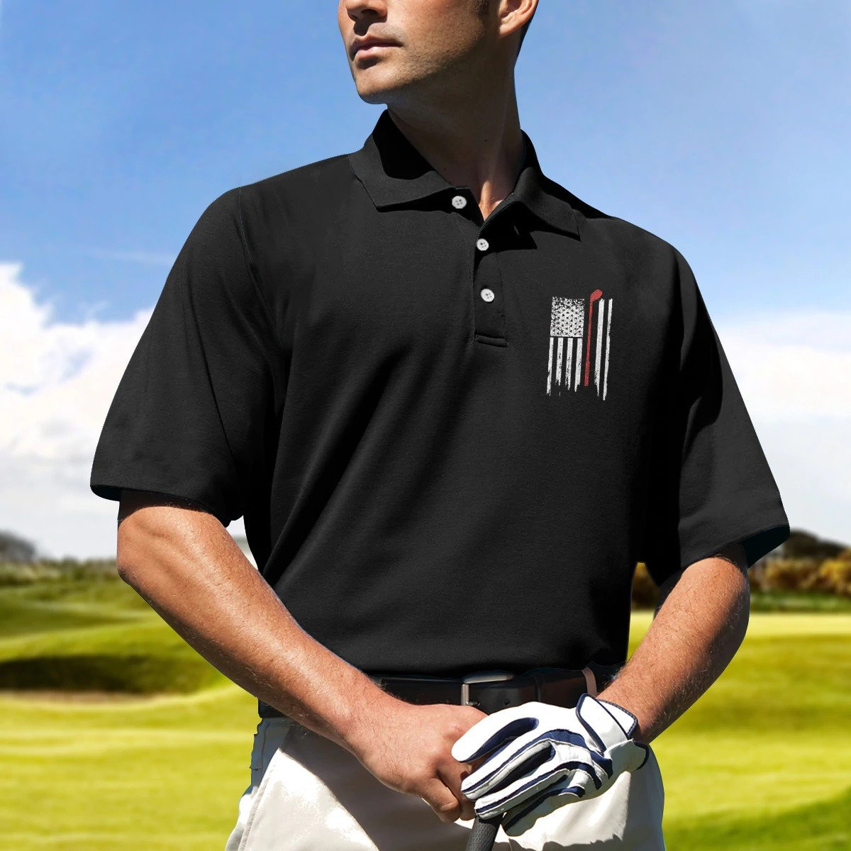 Golf American Flag Golf Polo Shirt,  American Flag Polo Shirt, Patriotic Golf Shirt For Men