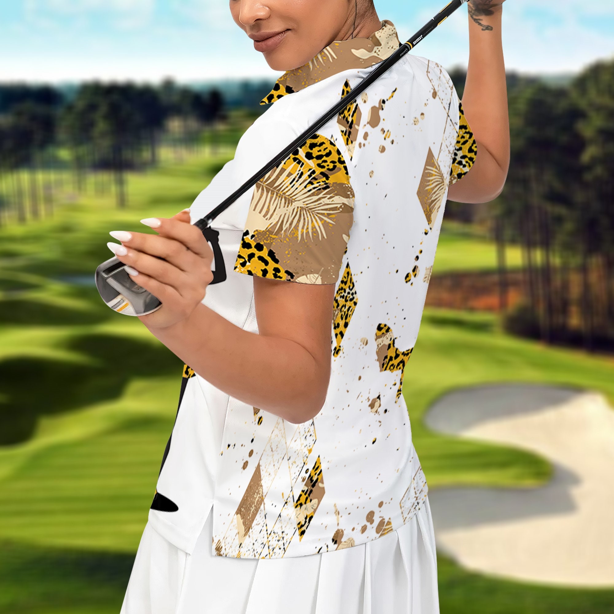 Discover Golf Polo Shirt, Leopard Women Golf Shirt,