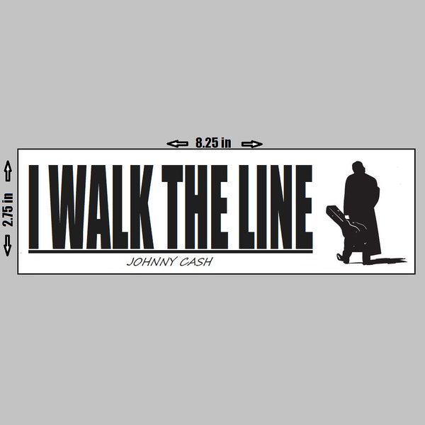 Johnny Cash - Viny Sticker - I walk The Line man in black silhouette black and white image unique art hurt country legend