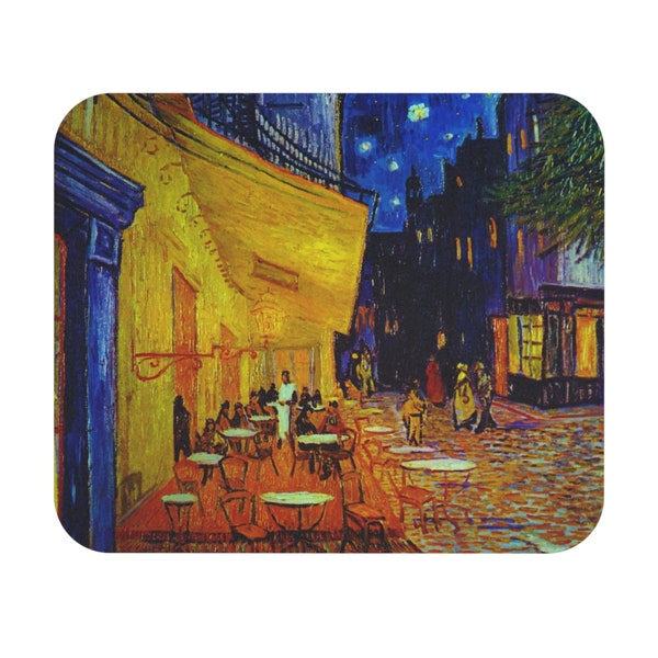 Gaming Mouse Pad - Night Cafe Terrace Vincent Van Gogh Street Paris Scene Unique Artwork Print Starry Night Painter