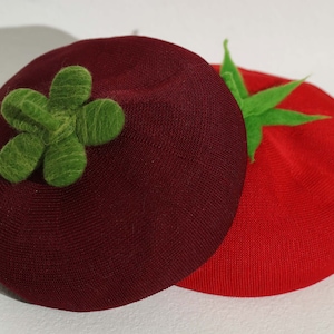 Handmade Beret Hat, Spring/Summer/Fall  Breathable Beret, DIY Creative Tomato Mangosteen Beret, Needle Wool Beret Hat For Women Girl