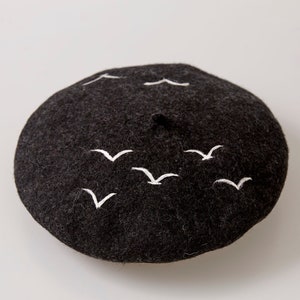 Wool Needle Felted Beret: Flying Geese Design