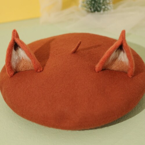Handmade Wool Felt Fox Beret With Ears - Etsy