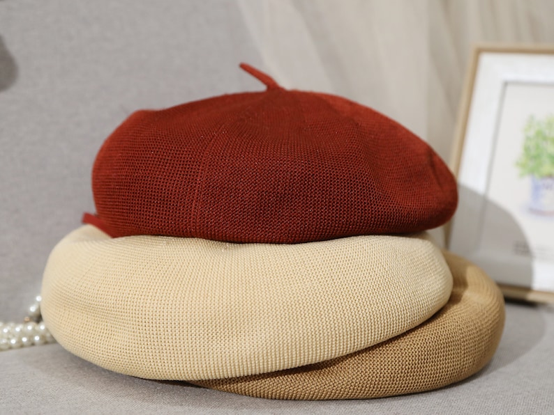 große Sommer Baskenmütze, Lockere, bequeme Frühlings Baskenmütze, Sommer Baskenmütze, Sommer Baskenmütze für Frauen, Französisch Beret, Geschenke für sie Bild 10