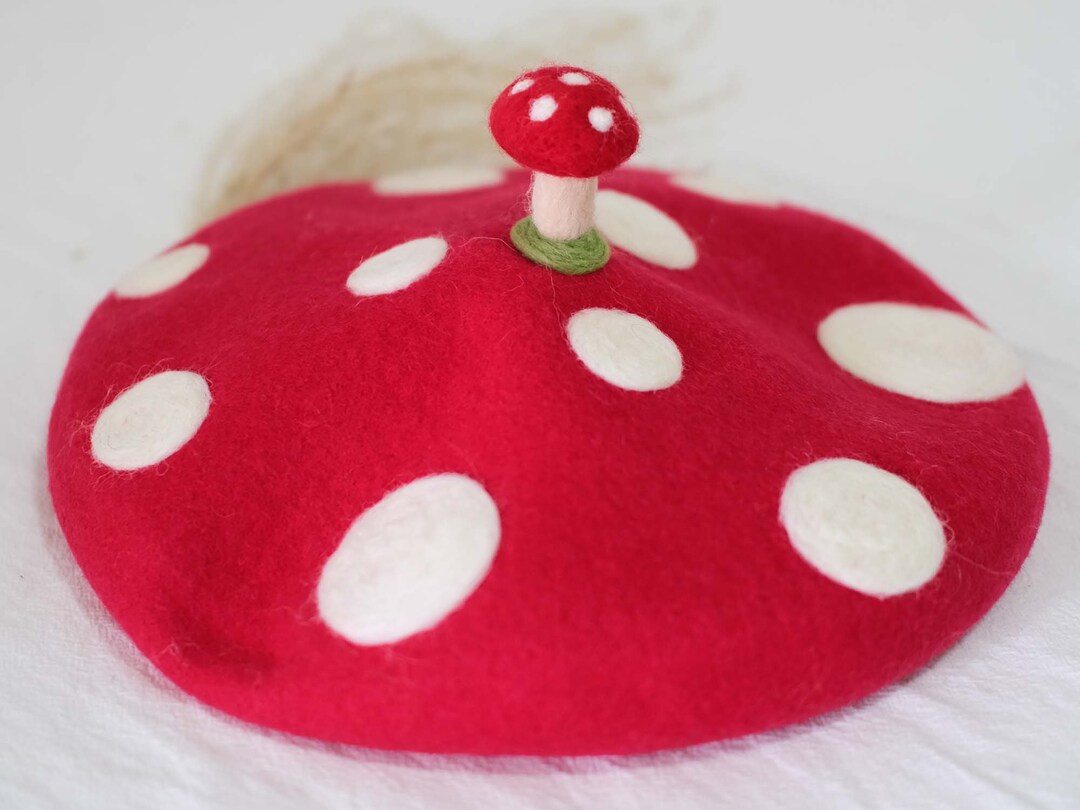 Kawaii Mushroom Handmade Beret