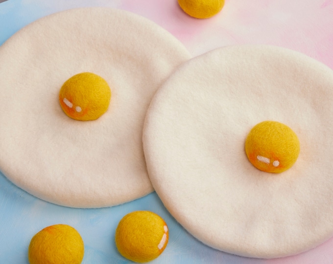 Handmade Wool Felt Egg Beret: Funny Novelty Hat