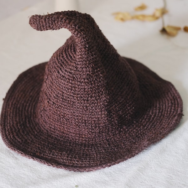 Handmade Folding Straw Hat,Hand Knitted summer Hat,Organic Hemp Sun Hat,Eco friendly,Women Summer Hat,Beach Cap,Halloween Witch Hat