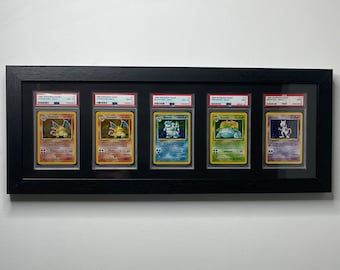 PSA-kompatibel kortväggram: 5 rutnät, Pokémon/Sports samlarföremål, elegant displaylösning för graderade samlarkort