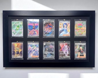 One Touch Card Wall Frame: 10 Grid, NBA/Pokemon Sports Collectibles, Sleek Display Solution for Graded Trading Cards 35-130pt