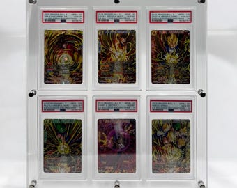 Soporte para tarjetas de exhibición - Diseño personalizado de 6 cuadrículas, compatible con marcos de escritorio PSA/CGC. Protección UV añadida. Se adapta a tarjetas Pokémon/NBA calificadas. Transparente.