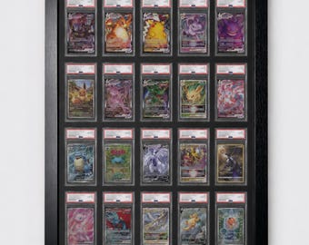 Custom PSA/CGC Card Display Frame – 20 Grid Wall Mount for Graded Pokémon, NBA, Sports Trading Cards, Tcg Slab Holder, Collector Gift