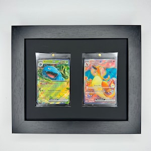 One Touch Card Wall Frame: 2 Grid, NBA/Pokemon Sports Collectibles, Sleek Display Solution for Graded Trading Cards 35-130pt