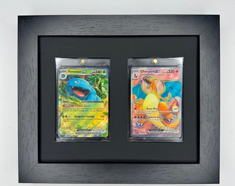 One Touch Card Wall Frame: 2 Grid, NBA/Pokemon Sports Collectibles, Sleek Display Solution for Graded Trading Cards 35-130pt