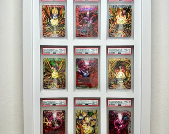 Custom PSA/CGC Compatible Card Wall Frame: White 9 Grid , Pokémon/NBA/Sports Collectibles, Display Solution for Graded Trading Cards