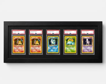 Custom PSA/CGC Card Display Frame – 5 Grid Wall Mount for Graded Pokémon, NBA, Sports Trading Cards, Tcg Slab Holder, Collector Gift