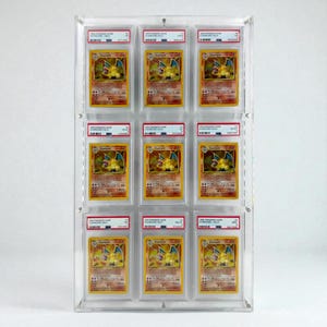 Display Card Holder -Custom 9 Grid Compatible With PSA/CGC Desktop Frame. Fits Pokémon/Nba For Graded Cards Transparent