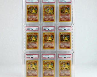 Display Card Holder -Custom 9 Grid Compatible With PSA/CGC Desktop Frame. Fits Pokémon/Nba For Graded Cards Transparent