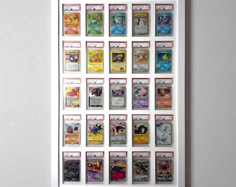 PSA/CGC Compatible Card Wall Frame: White 25 Slot , Pokémon/NBA/Sports Collectibles, Display Solution for Graded Trading Cards