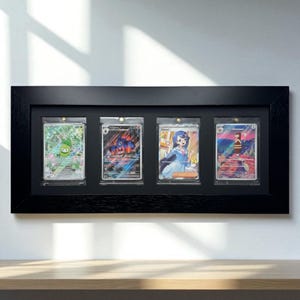 One Touch Card Wall Frame: 4 Grid, NBA/Pokemon Sports Collectibles, Sleek Display Solution for Graded Trading Cards 35-130pt