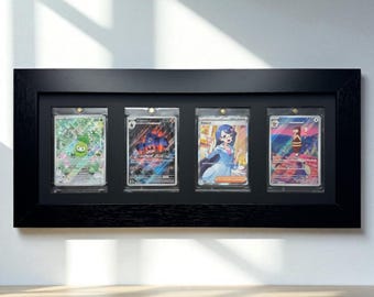 One Touch Card Wall Frame: 4 Grid, NBA/Pokemon Sports Collectibles, Sleek Display Solution for Graded Trading Cards 35-130pt