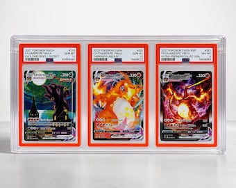 Acrylic Slab Protector Case 3 Slot for PSA/CGC Card Guards– UV Shielded Magnetic Display Trading Cards