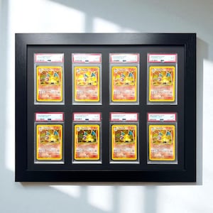 PSA/CGC Compatible Card Wall Frame: 8 Grid , Pokémon/NBA/Sports Collectibles, Display Solution for Graded Trading Cards