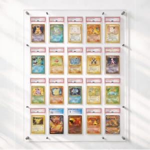 Display Frame for PSA/CGC Card Wall Frame: 20 Grid Acrylic, Pokémon/Sports Collectibles, Display for Graded Trading Cards Transparent