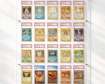 Display Frame for PSA/CGC Card Wall Frame: 20 Grid Acrylic, Pokémon/Sports Collectibles, Display for Graded Trading Cards Transparent