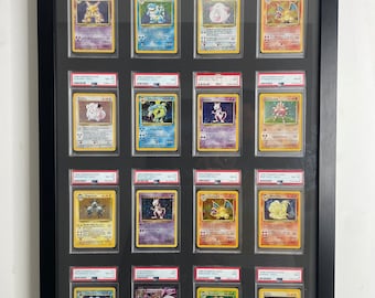 PSA/Cgc Compatible Card Wall Frame: 16 Grid , Pokémon/NBA/Sports Collectibles, Display Solution for Graded Trading Cards