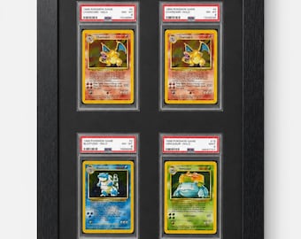 Display Frame Custom for PSA/CGC Card – 4 Grid Wall Mount for Graded Pokémon, NBA, Sports Trading Cards, Tcg Slab Holder, Collector Gift