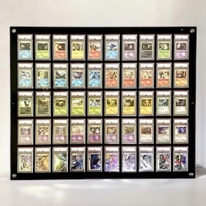 Custom PSA/CGC Card Wall Frame: 50 Grid Acrylic, Pokémon/Sports Collectibles, Display Solution for Graded Trading Cards With Uv Protection