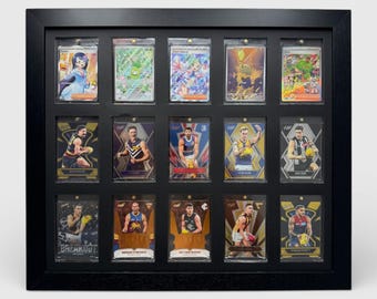 One Touch Card Wall Frame: 15 Slot, NBA/Pokemon Sports Collectibles, Sleek Display Solution for Graded Trading Cards 35-130pt
