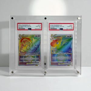 Display Card Holder - Custom 2 Grid Compatible With PSA/CGC Desktop Frame. Fits Pokémon/Nba For Graded Trading Cards TCG
