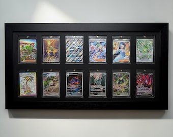 One Touch Compatible Card Wall Frame: 12 Slot, NBA/Pokemon Sports Collectibles, Sleek Display Solution for Graded Trading Cards 35-130pt