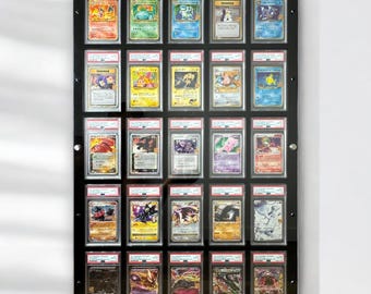 Custom PSA/CGC Card Wall Frame: 25 Grid Acrylic, Pokémon/Sports Collectibles, Display Solution for Graded Trading Cards