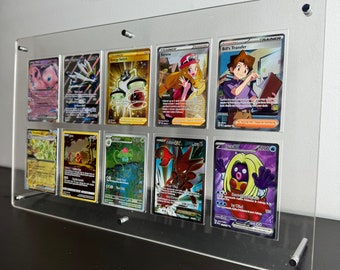 Acrylic Ungraded Card Desktop Frame: 10 Grid, NBA/Pokemon Sports Collectibles, Sleek Display Solution for Graded Trading Cards 35-75pt