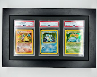Custom PSA/CGC Compatible Card Wall Frame: 3 Grid, Pokémon/NBA/Sports Collectibles, Display Solution for Graded Trading Cards