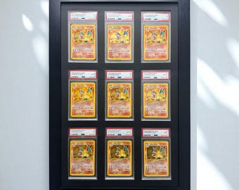 Custom PSA/CGC Card Display Frame – 9 Grid Wall Mount for Graded Pokémon, NBA, Sports Trading Cards, Tcg Slab Holder, Collector Gift