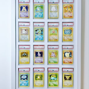 PSA/CGC Compatible Card Wall Frame: White 16 Grid , Pokémon/NBA/Sports Collectibles, Display Solution for Graded Trading Cards