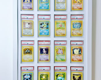 PSA/CGC Compatible Card Wall Frame: White 16 Grid , Pokémon/NBA/Sports Collectibles, Display Solution for Graded Trading Cards