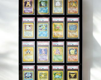 Moldura de parede para cartões PSA/CGC: acrílico de 16 grades, colecionáveis Pokémon/NBA/esportes, solução de exibição para cartões colecionáveis classificados com proteção UV