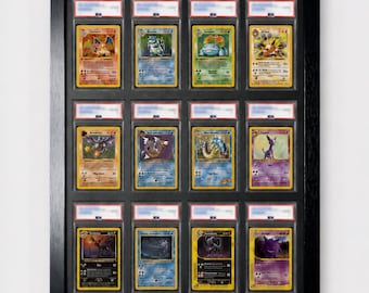PSA/CGC Compatible Card Wall Frame: 12 Grid , Pokémon/NBA/Sports Collectibles, Display Solution for Graded Trading Cards