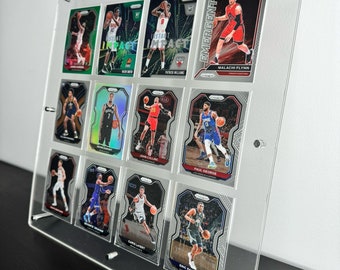 Acrylic Ungraded Card Desktop Frame: 12 Grid, NBA/Pokemon/AFL Sports Collectibles, Sleek Display Solution for Graded Trading Cards 35-75pt