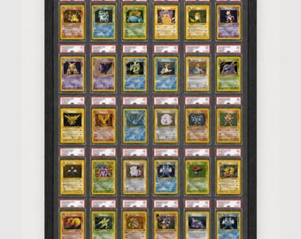 PSA/CGC Compatible Card Wall Frame: 30 Grid Wallnut For Pokémon/NBA/Sports Collectibles, Display Solution for Graded Trading Cards
