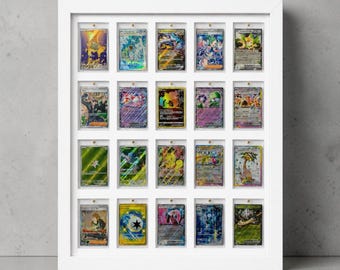 One Touch Card Wall Frame: 20 Grid White, NBA/Pokemon Sports Collectibles, Sleek Display Solution for Graded Trading Cards 35-130pt