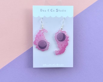 Handmade Gastly Earrings | 925 Hook Hypoallergenic with Illustrated Resin Finish