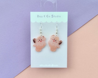 Handmade Clefairy Dangle Earrings - 925 Hypoallergenic with Gloss Resin Finish