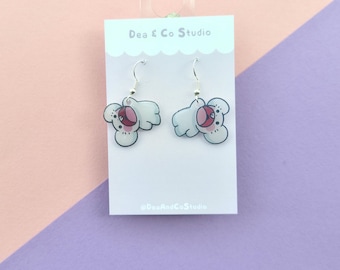 Handmade Dangle 925 Hypoallergenic Earrings with Pokémon Tandemaus Illustration in Resin